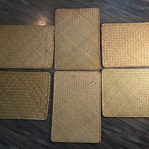 Set of Six (6) Large, Rectangular Woven Seagrass Placemats NWOT